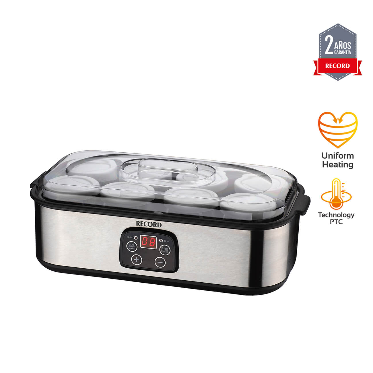 Yogurt Maker 1.6L (8 frascos) Inox - RECORD®️ Perú